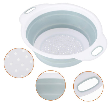 Colander Collapsible, Kitchen Strainer Colander, Collapsible Colander with Extendable Handles for Draining Veggies, Pasta,Fruit, Includes 6, 4 Quart Over the Sink Strainer Folding and 2 Quart Round