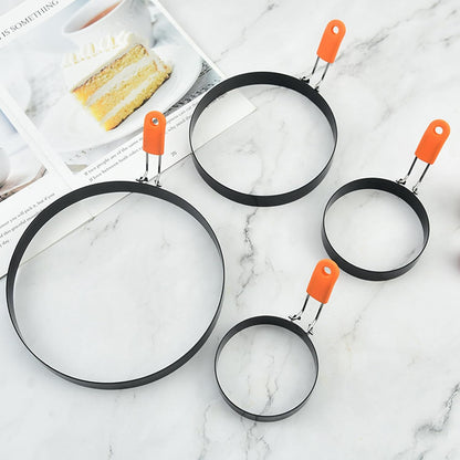 WOWITIS 8 Pack, 8" 6" 4" 3.5" Stainless Steel Egg Rings - Omelet, Pancake, & Egg Muffin Rings with Oil Brush