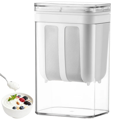 1800 ml Yogurt Strainer, Fine Mesh Greek Yogurt Strainer for Whey Separation, Homemade Cream Cheese Maker with Stainless Steel Fine Mesh Bag and Lid for Yogurt, Soybean Milk, Kefir, Juice