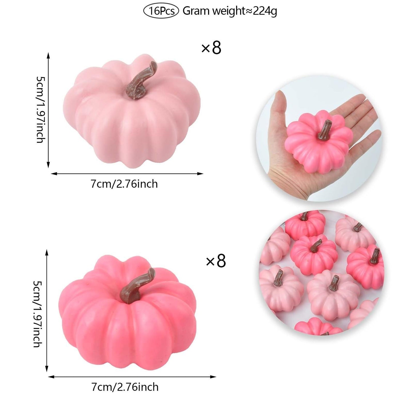 iToids Pink Pumpkins Halloween Decor, 16Pcs Pink Fall Decorations for Home Mini Pumpkins for Thanksgiving Party Table Centerpiece Decorations Autumn Festival Party Supplies