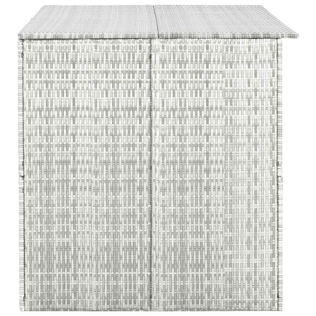 RCODSSK Poly Rattan Patio Storage Box Light Gray 59.1x39.4x39.4 Inches with Zipped Closure PE Liner, Outdoor Storage Chest for Cushions Pillows Blankets Towels, Powder-Coated Steel Frame
