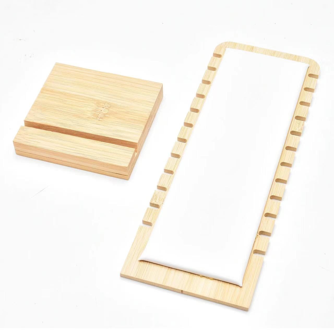 Golden Strawberry 2 Pack Bamboo Panel Jewelry Necklace Tabletop Display Boards Stand (White)