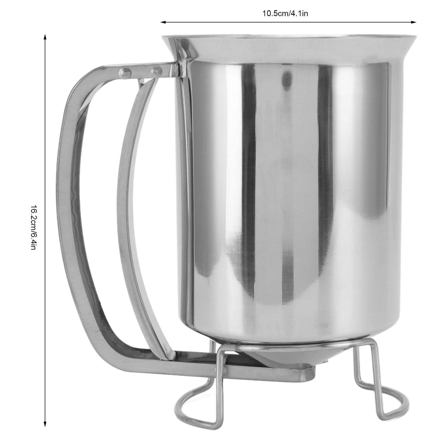 Stainless Steel Pancake Batter Dispenser with Funnel, 1000ml Squeeze Bottle for Pancakes, Cupcakes, Muffins, Crepes, and Waffles, Easy-Pour Baking Tool with Measurement Marks