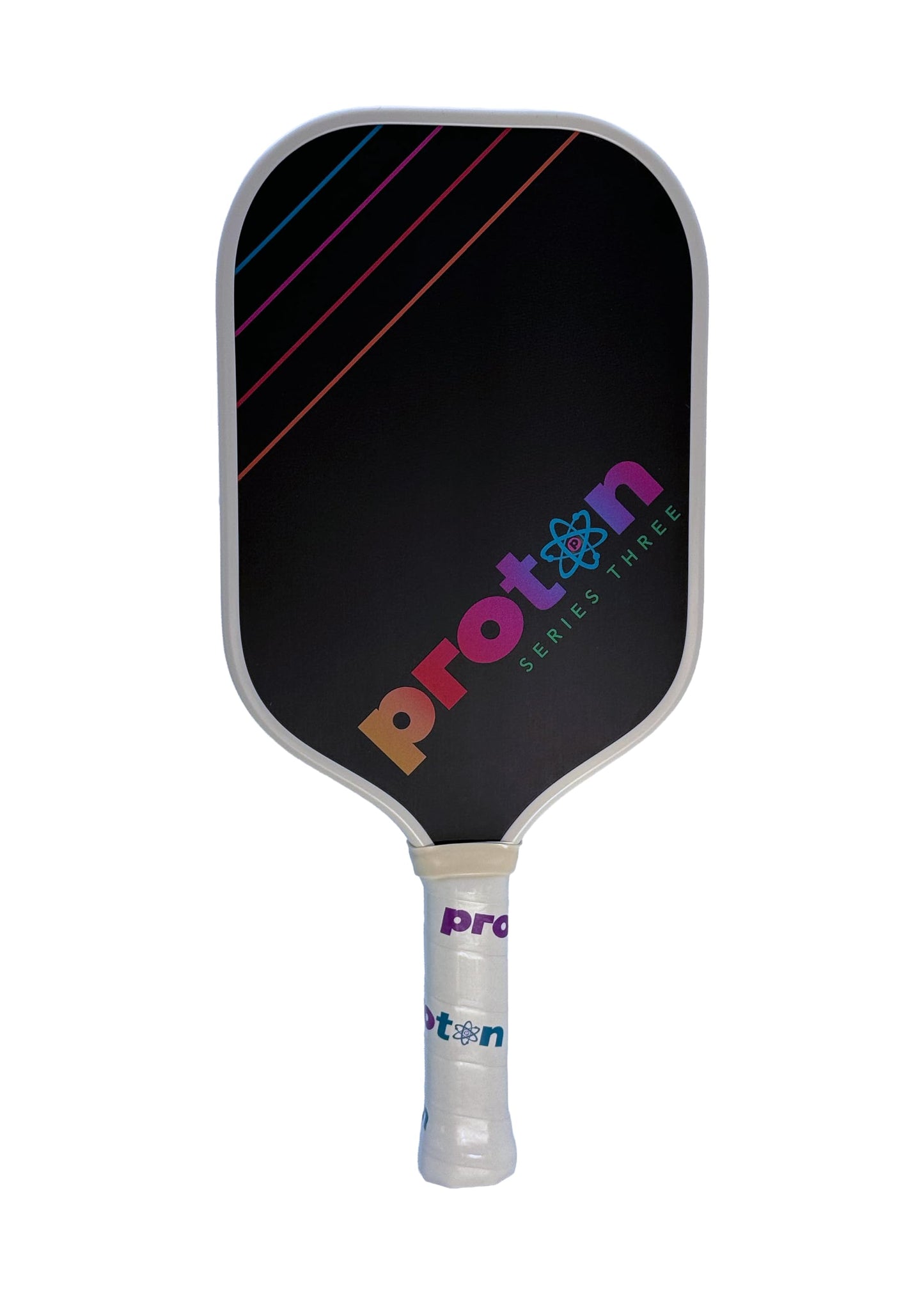 Proton Series Three Raw Carbon Pickleball Paddle - Elongated 16.5" Length, 15mm Honeycomb Core, 8.2oz Lightweight for Spin, Control & Power (Cream)