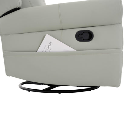 Christopher Knight Home Hayezi 270° Swivel Rocker Recliner, Massage and Heating Chair, PU Leather Living Room Manual Recliner with Dual Reclining Positions & Side Pocket, for Nursery Bedroom, Gray