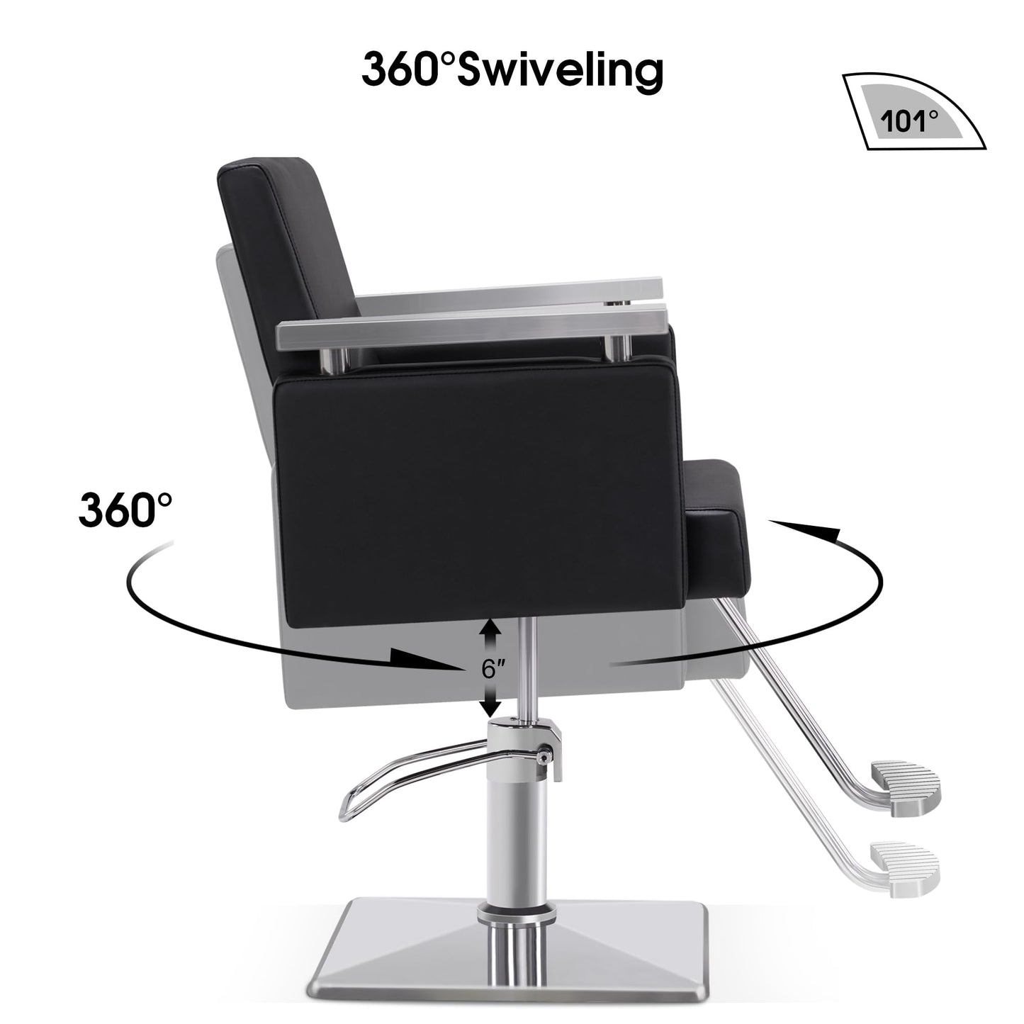 BarberPub Classic Hydraulic Barber Chair Styling Salon Chair for Hair Stylist Beauty Spa Equipment 8808 (Black)