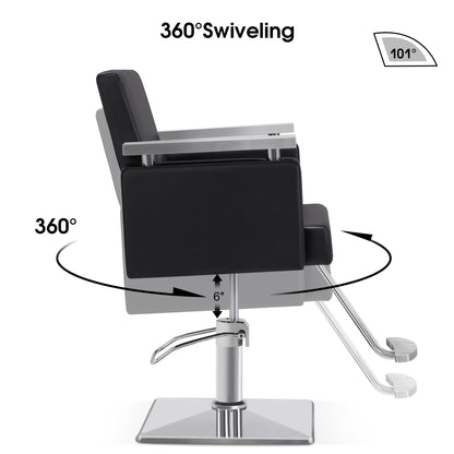 BarberPub Classic Hydraulic Barber Chair Styling Salon Chair for Hair Stylist Beauty Spa Equipment 8808 (Black)
