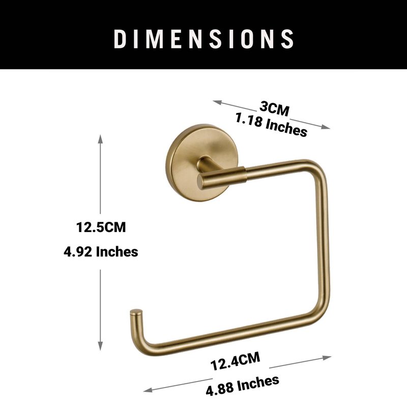 COVIXXIO Hand Towel Holder Champagne Bronze Towel Racks for Bathroom Wall Square Towel Ring Holder for Bath Towel Hanger for Kitchen, Bathroom Accessories (Squre (Screw))