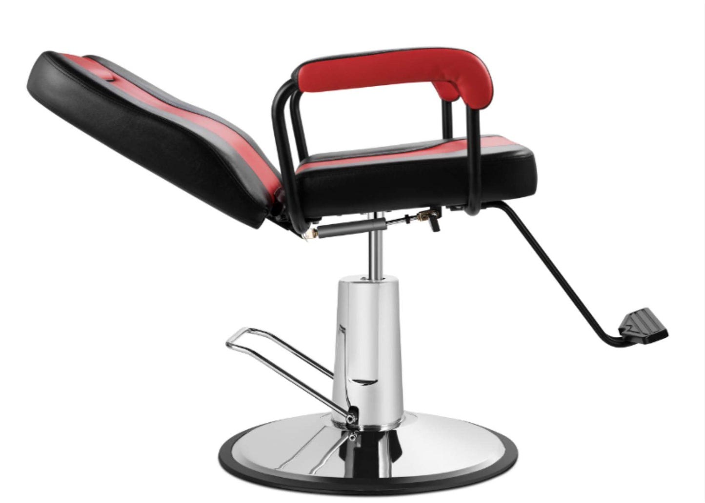 Funnylife Black&Red Vintage Reclining Hydraulic Salon Beauty Chair with Oil Pump Heavy Duty Beauty Salon Barber Swivel Chairs Hair Cutting Salon Equipment