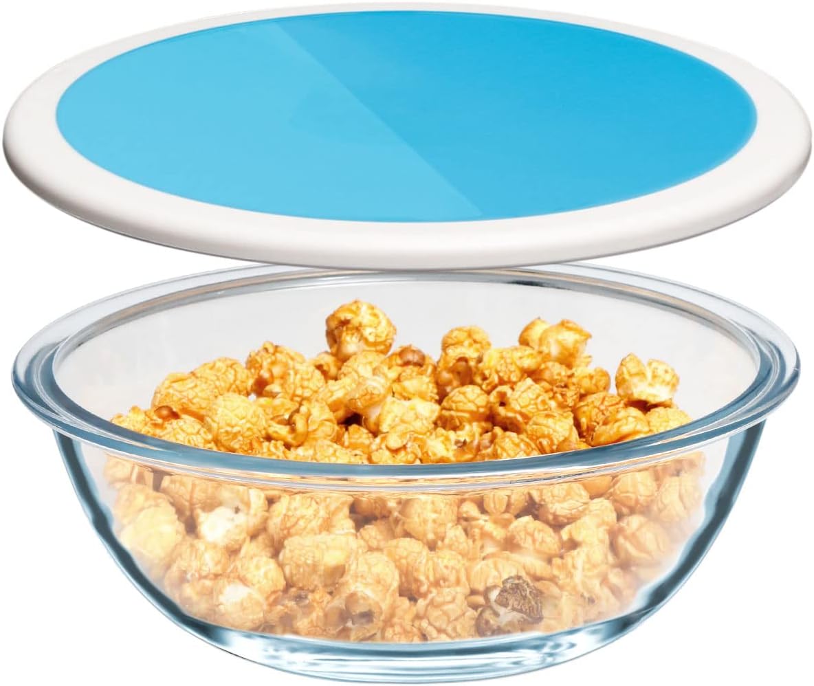 NUTRIUPS 2-Quart Large Glass Mixing Bowls with Lids, 2-Piece Salad Bowl with Lid