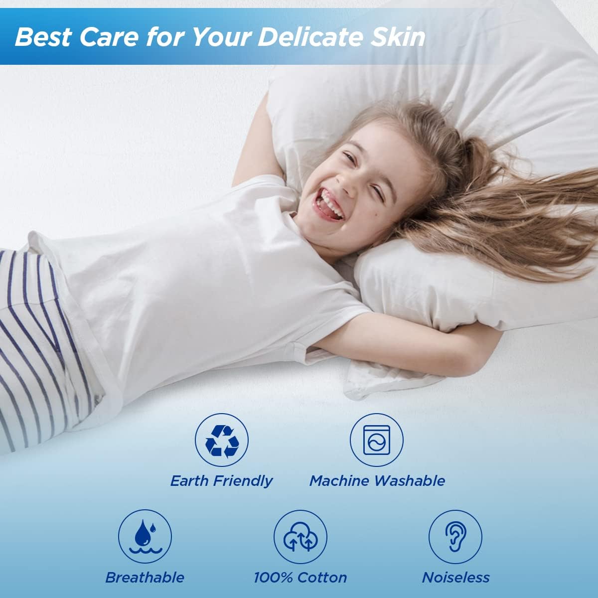 Waterproof Mattress Pad Protector, 100% Organic Cotton, Hypoallergenic, Breathable Deep Pocket Cover
