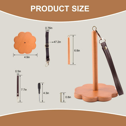 Portable Wrist Yarn Holder for Crocheting Wooden Yarn Ball Holder with Wristband and Shoulder Strap Yarn Minder Spinner Knitting Supplies Crochet Gift for Knitting Lovers (Brown)