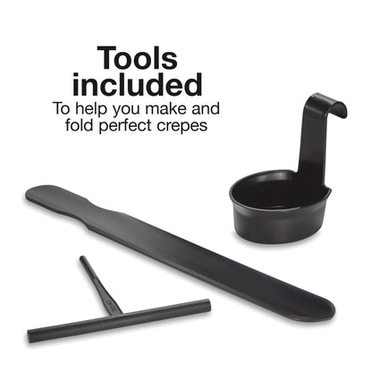 Proctor Silex Electric Crepe Maker with 13” PFAS-Free Nonstick Griddle for Eggs, Pancakes, Omelets and Quesadillas, with Temperature Control, Spatula, Spreader, Batter Cup, Stainless Steel (38400MN)
