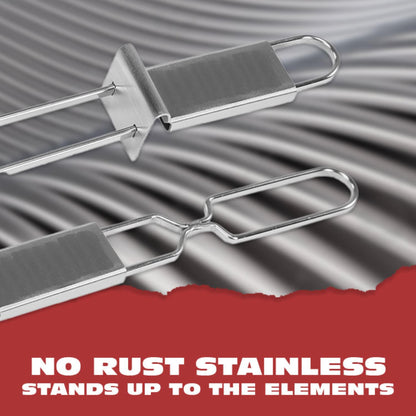 BBQ-AID Premium Barbecue Metal Skewers for Kabobs with Quick Release - Double Pronged, Stainless Steel Metal Skewer for Grilling - Shish Kabob Sticks, Veggies & More