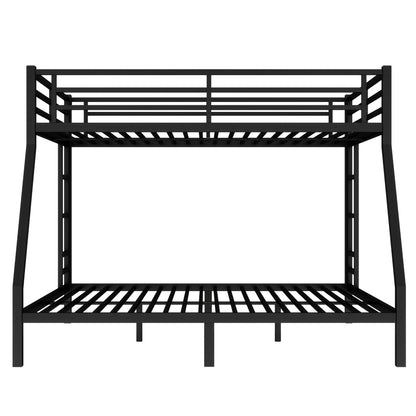 Bellemave Metal Queen Over King Bunk Bed for Adults/Kids,Heavy Duty Adults Bunk Beds with Guardrail & Ladders,Queen Over King Size Bunk Beds for Teens,Black