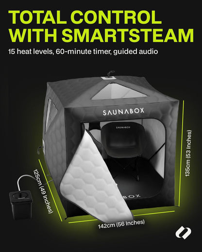 SAUNABOX® XL 2 Person Steam Sauna Tent | Portable Home Sauna Box for Indoor & Outdoor Use | SmartSteam Bluetooth Control | Compact, Quick-Setup & Hygienic for Detox, Relaxation & Recovery