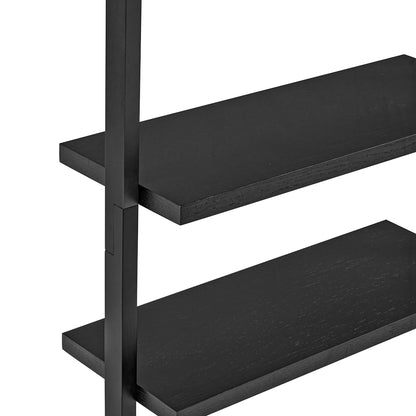 Nathan James Beacon Bohemian 5 Tier Bookshelf, Wall Mounted Bookcase, Solid Wood Bookshelf in Black Oak