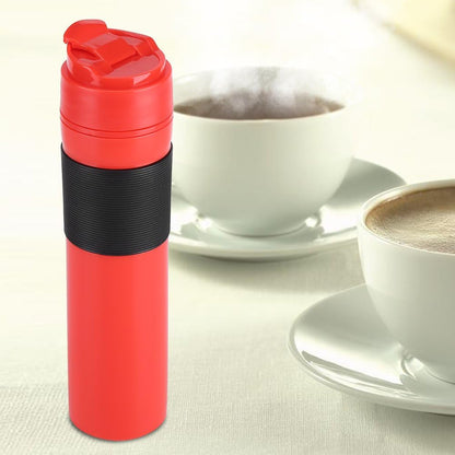 Coffee Bottle, 350ml Portable Coffee Press Bottle for Travelling, Tea Coffee Maker, Red