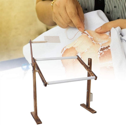 Cross Stitch Frame Stand,Embroidery Rack Frame Floor-Standing Type 360° Adjustable Embroidery Rack,Adjustable Height Wood Frame Stand Sewing Supplies for Art Craft S