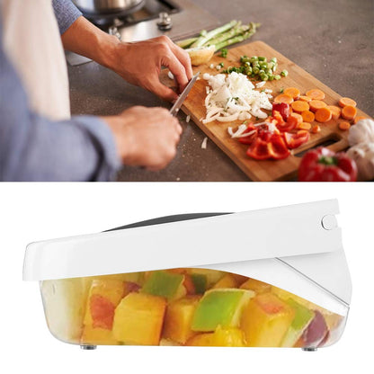 OUKENS Manual Food Chopper, 3-in-1 Multifunctional Vegetable Fruit Cutter with Container for Onion, Potato, Carrot, Easy Push Down Handheld Kitchen
