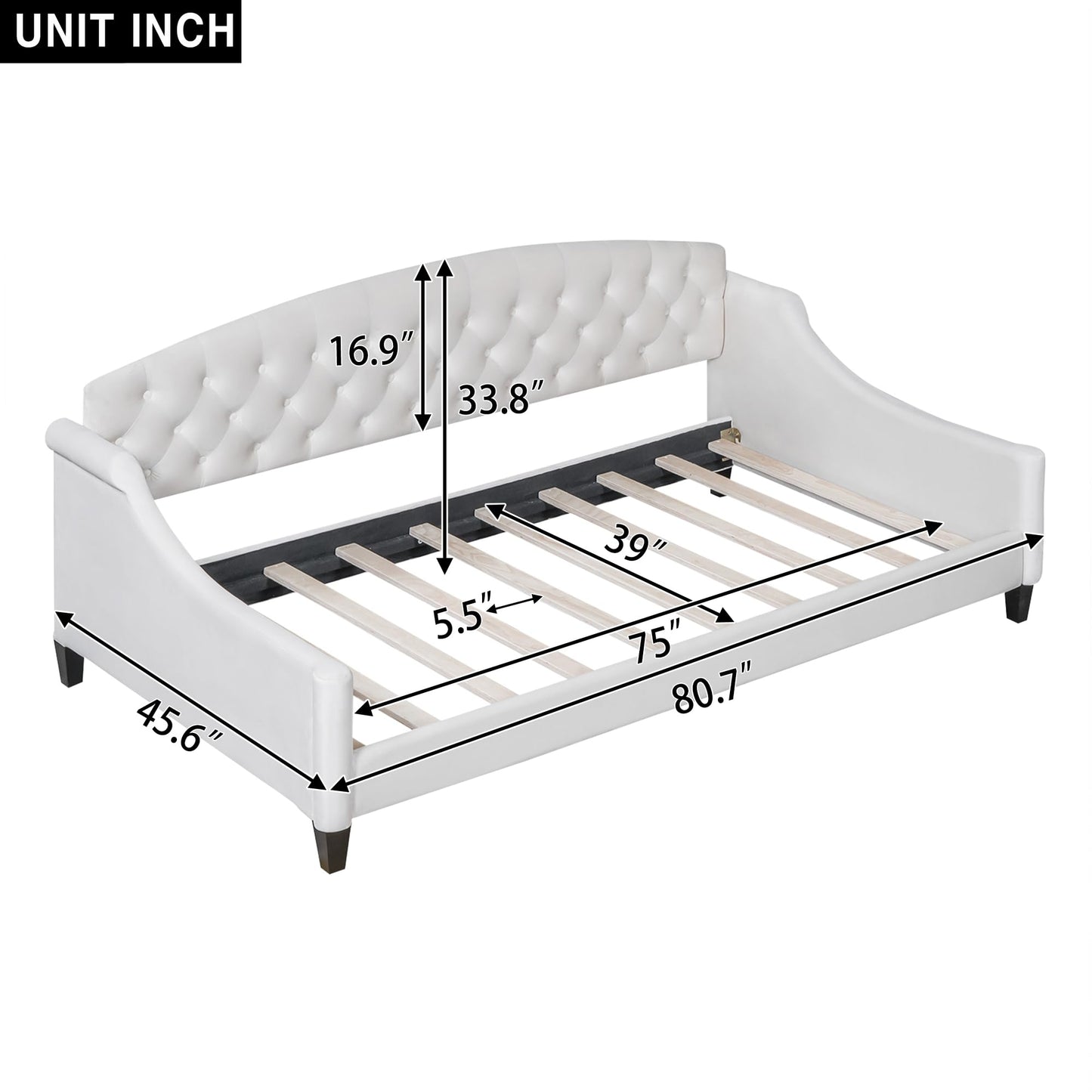 Merax Twin Size Modern Luxury Tufted Button Daybed, Upholstered Twin Daybed Frame, Sofa Bed for Bedroom, Living Room, Twin, Beige