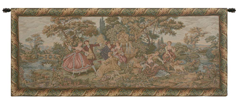 C Charlotte Home Furnishings Inc Scenes Galantes Italian Tapestry Wall Hanging - 56 in. x 23 in. Cotton/Viscose/Polyester by Francois Boucher