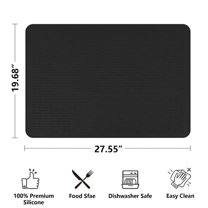 Stove Top Cover for Electric Stove- Range Covers for Electric Stove,Silicone XXL Dish Drying Mat, Glass Cooktop Covers, Flat RV Range top Mats (Black, 28"x20")