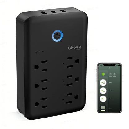 GHome Smart Power Strip, 1800W/15A High Power Devices Support Surge Protector Extension Cord, 9 in 1 Smart Plugs that Works with Alexa Google Home, 2.4 GHz WiFi Wall Outlet Extender, No Hub Needed
