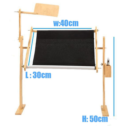 Adjustable Cross Stitch Floor Stand – Wooden Embroidery Frame with 360° Rotation, Tapestry Needlework Craft Tool for DIY Sewing, Easy Assembly