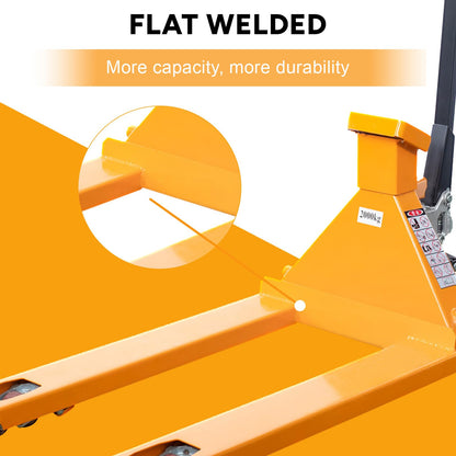 Kaixun Pallet Jack Scale, 4400 lbs Capacity, 27" W x 45" L Forks, LCD Display, Lb/Kg Switchable Manual Hand Control Pallet Truck with Built-in Scale, PU Wheels
