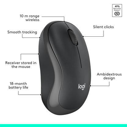 Logitech MK295 Wireless Mouse & Keyboard Combo with SilentTouch Technology, Full Numpad, Advanced Optical Tracking, Lag-Free Wireless, 90% Less Noise - Graphite