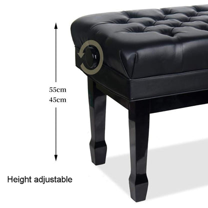Meiiron Luxury Leather Piano Bench Wooden with Large Music Sheets Storage Compartment, Soft Leather Padded Stool and Solid Wood Frame - 10cm Height Adjustable