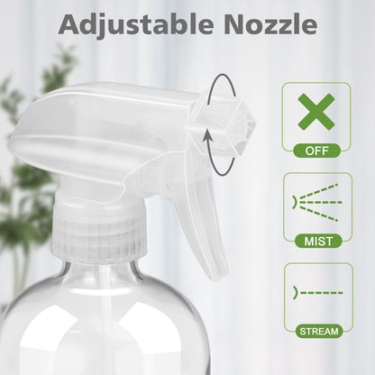 Glass Spray Bottles with Silicone Sleeve Protection, Empty 16 oz Refillable Containers, Reusable Spray Bottles with Adjustable Nozzle for Hair, Cleaning Solutions, Essential Oils 1 Pack Blue