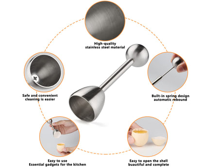 Egg Cups for Soft Boiled Eggs Holder - Egg Cracker Topper Tool Set Includes 4 Egg Cups, 4 Egg Spoons, 1 Egg Cracker Topper Perfect Egg Cutter Tool for Breakfast