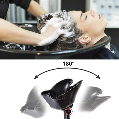 Mobile Shampoo Basin Sink Stand Portable Large Salon Hair Hairdressing Back Wash Shampoo Bowl Deep Basin Hair Washing Sink with Height Adjustable