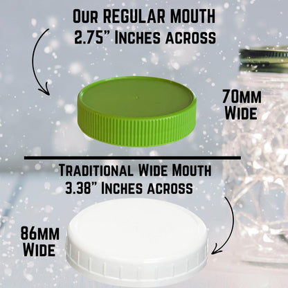 JARMING COLLECTIONS 24 oz Mason Jars with Lids & Bands - BPA Free Plastic Storage Lids - Set of 2 Regular Mouth Jars