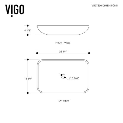 VIGO 22" L -14" W -12" H Donatello Glass Rectangular Vessel Sink Set in Copper with Faucet and Drain -VGT513