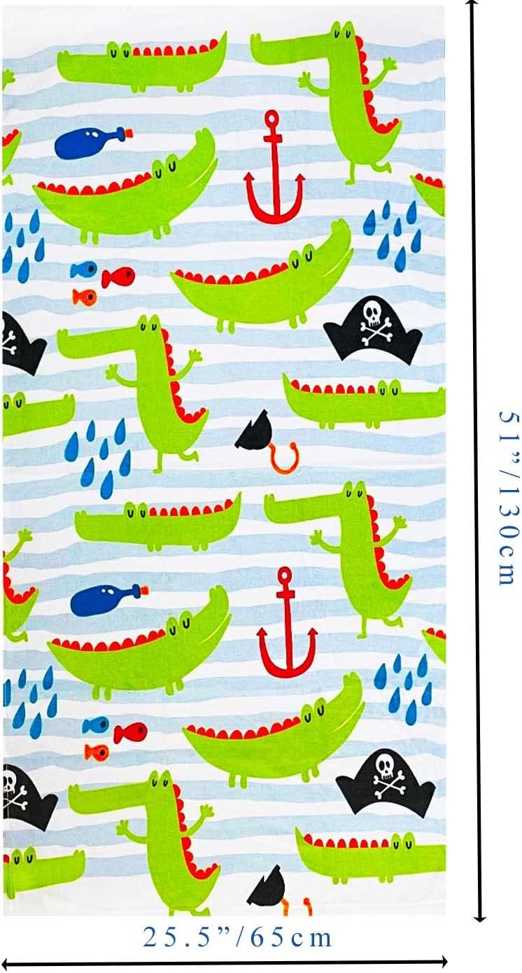 4 Pack 100% 25.5x51 inch Swimming YIFONTIN Kids Beach Towel Cotton Velour Terry Soft Absorbent Throw Blanket Gift