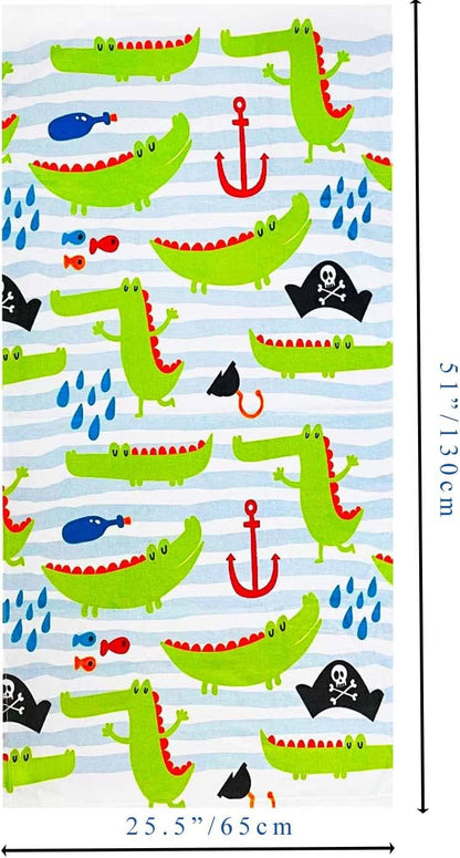 4 Pack 100% 25.5x51 inch Swimming YIFONTIN Kids Beach Towel Cotton Velour Terry Soft Absorbent Throw Blanket Gift