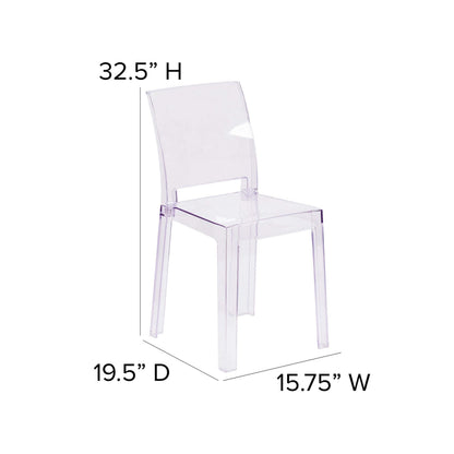 Flash Furniture McKenna 4 Pack Ghost Chair with Square Back in Transparent Crystal