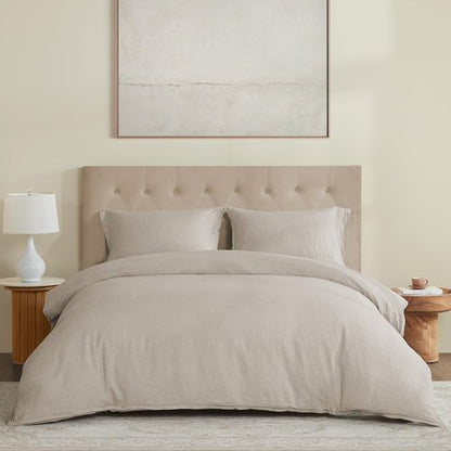 DAPU 100% Linen Duvet Cover Set - Breathable Natural French Flax | Soft, Lightweight, Durable for Hot Sleepers (Queen)