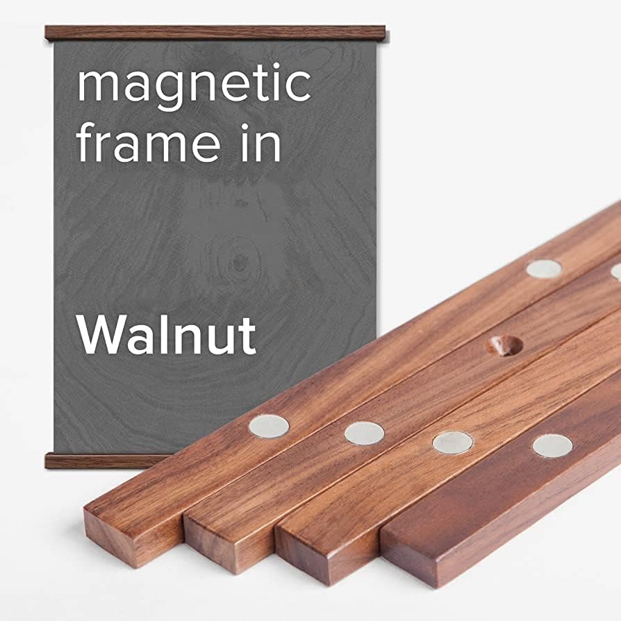 16x20 16x24 16x16 16") Niwo ART - Magnetic Poster Hanger Frame, Light Wood Wooden Magnet Canvas Artwork Print Dowel
