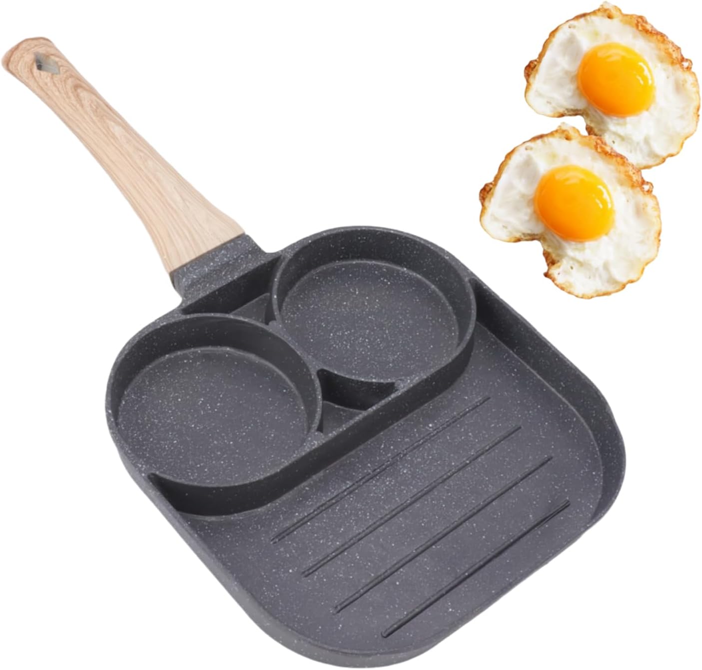 Nonstick Egg Pan, Aluminum Omelette Frying Pan, 2 Cups Pancake Pan for Breakfast