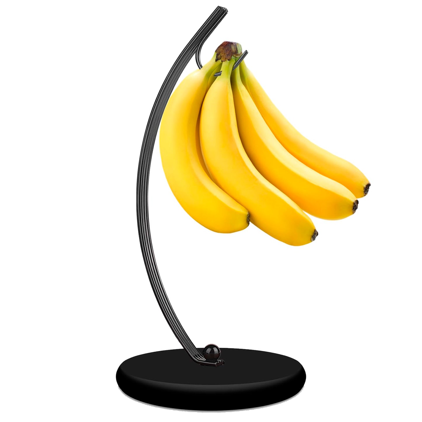 HOMKULA Banana Holder Stand - Hanging Hook Stands, Banana Hanger Hook Stand for Kitchen Counter (Modern, Full Black)