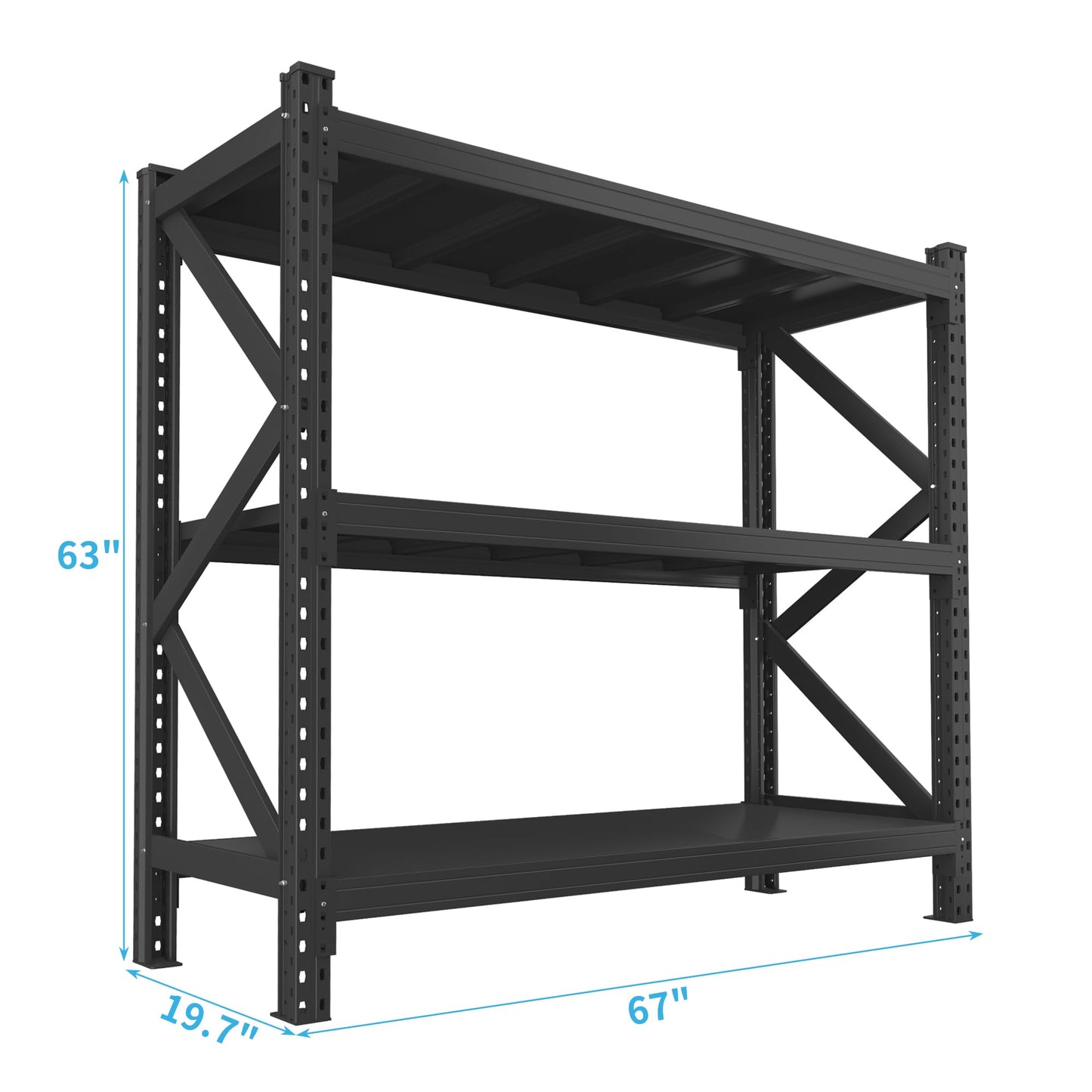 AceBeSaying 3 Tier Industrial Heavy Duty Steel Shelving Unit 4300LBS Capacity Adjustable Garage Storage Rack for Warehouse Tool Room Basement Commercial Boltless Black