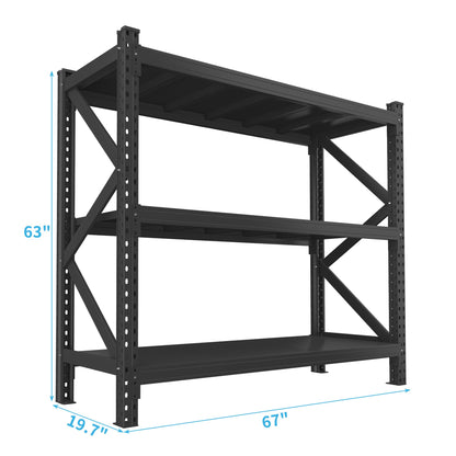AceBeSaying 3 Tier Industrial Heavy Duty Steel Shelving Unit 4300LBS Capacity Adjustable Garage Storage Rack for Warehouse Tool Room Basement Commercial Boltless Black