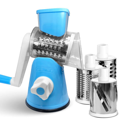 Windbyrd Rotary Cheese Grater 3-in-1 – Hand-Crank Vegetable Slicer with Strong Suction Base, Stainless Steel Drum for Cheese, Nuts & Vegetables – Fast & Safe