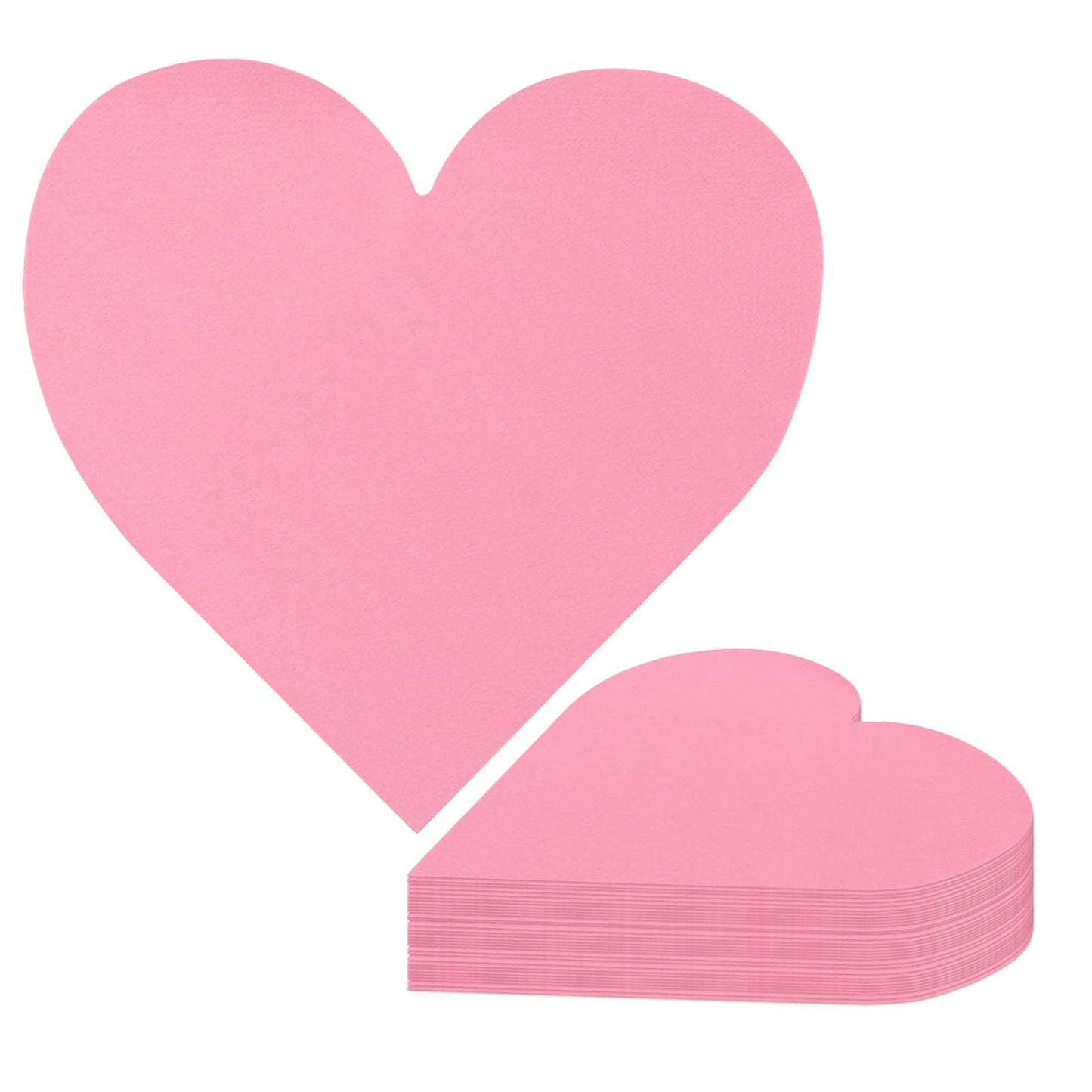 FOIMAS 100pcs Valentine Heart Paper Napkin,Disposable Pink Heart Cocktail Napkins for Anniversary Valentine's Day Party Wedding Birthday Table Decoration Supply