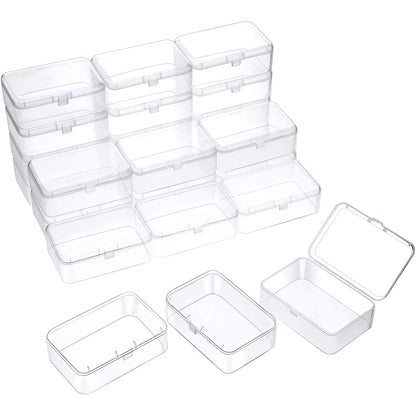 SATINIOR 24 Packs Small Clear Plastic Beads Storage Containers Box with Hinged Lid for Storage of Small Items, Crafts, Jewelry, Hardware (3.5 x 2.4 x 1.2 Inches)