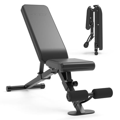 leikefitness Adjustable Weight Bench Foldable Workout Exercise Bench with Automatic Lock for Upright Incline Decline and Flat Full Body Exercise